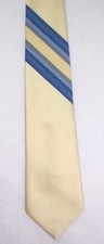 PIERRE CARDIN Men's Tie Beige with Two Blue Strips