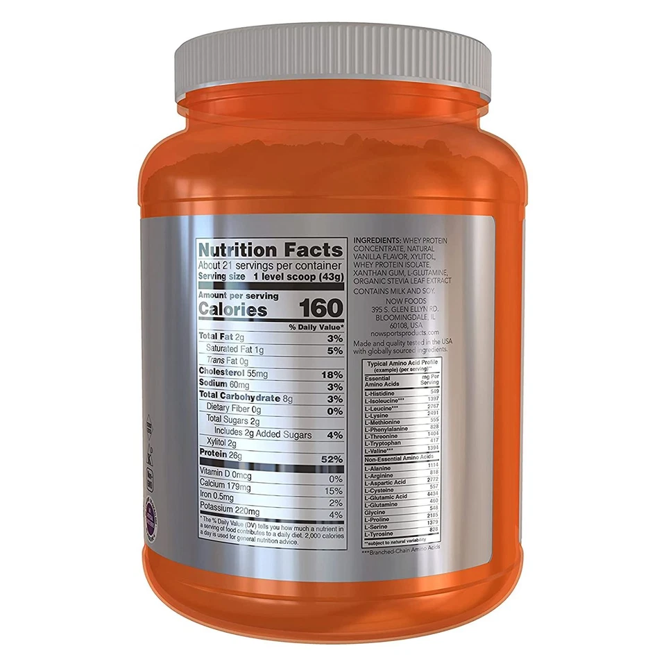 Proteína de suero cremosa en polvo de vainilla NOW FOODS 2 libras. Foto 2 de 4