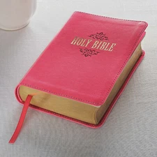 KJV Large Print Compact Bible Pink Faux Leather Bible Ribbon in Shrink Wrap!!!