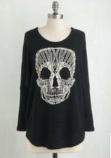 WORN ON TV EMILY'S CROCHET SKULL TOP PRETTY LITTLE LIARS LONG SLEEVES GRUNGE 1X