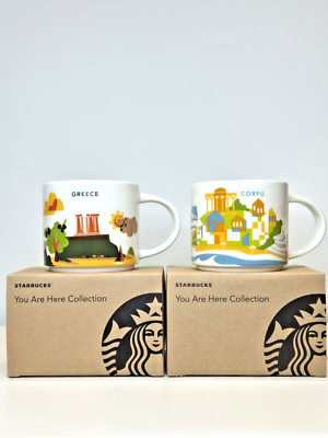Starbucks You Are Here Greece & Corfu Set Ceramic City Mugs with