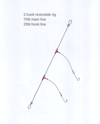 4 X Two Circle Reversible Hook Flapper Meeresangeln Rig, in Größen 5/0 Haken. 