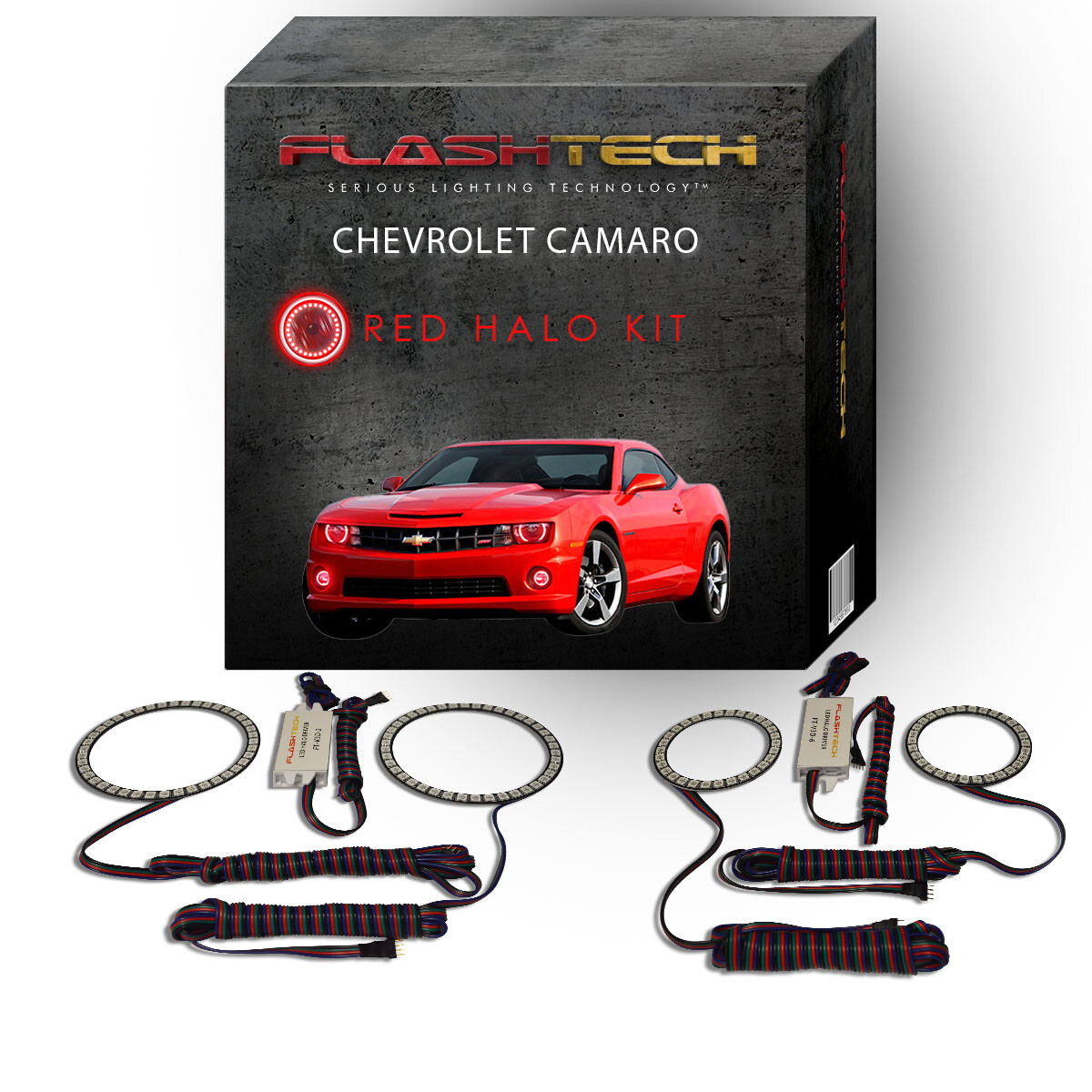 Red LED Halo Demon Eyes Headlight Kit For Chevy Camaro 2010-2013 – Pair