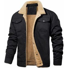 Winter Fleece Jackets Men Turn Down Collar Cotton Jackets Mens Solid Thick Warm - product listing photo