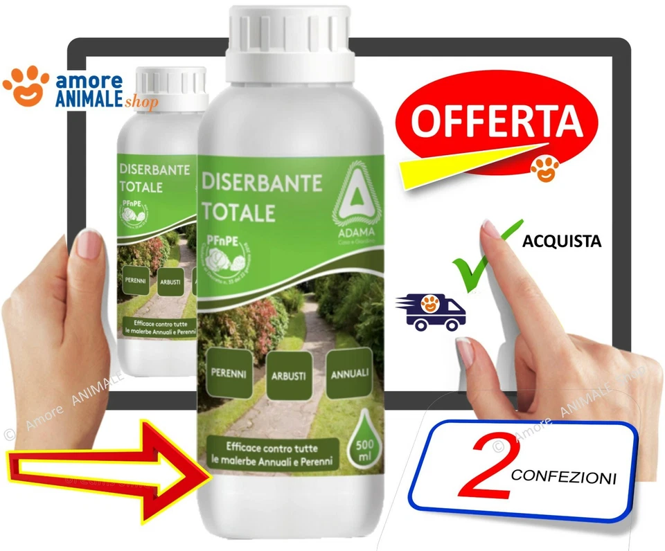ADAMA / KOLLANT 2 CONFEZIONI - Adama Diserbante Totale 500 Ml - Glifosate Erbicida Sistemico