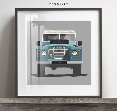 Land Rover Serie 3 Kunstwerk Poster Druck, Oldtimer Geschenkidee, Add Reg, Farbe