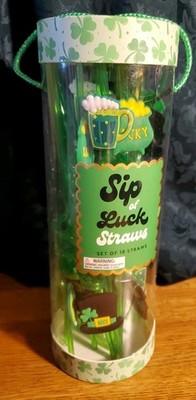 Eccolo Sip of Luck Straws St. Patrick's Day Irish Set of 18 Plastic Straws   