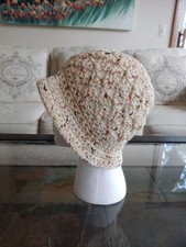Hand Crocheted Cotton Beige Summer Hat