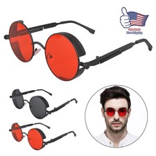 Retro Round Men Women Polarized Sunglasses Vintage Gothic Steampunk Glasses US 