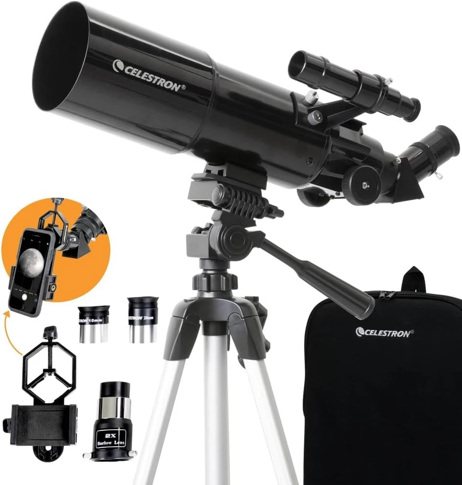 Celestron Travel Scope 80 Portable Refractor Telescope with Backpack Accessories - Image 2 of 4