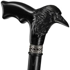 Handmade Wooden Carved Walking Cane for Men and Women - Raven - Stylish Walki...