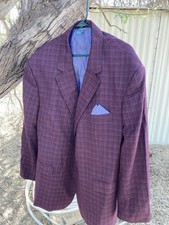OAK HILL Big  Tall Blazer Sport Coat Men 3XLT 54-56-Long Polyester Red/Gray681