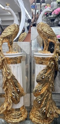 Italienisches Weißgold Pfau Paar Ständer Roma Diamanten Geschenk Regal Sitter Luxus