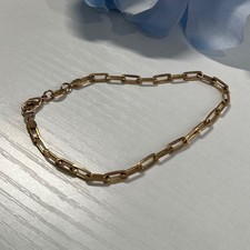 18K Gold filled Paperclip Chain Bracelet Minimalist Oblong Link 7 Inch 18KGP