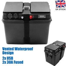 Trolling Motor Battery Power Box Storage Box with Voltmeter Display Waterproof