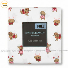 FULL Sheet Set Cynthia Rowley Valentine's Day Dachshund Dog Hearts Cute Love