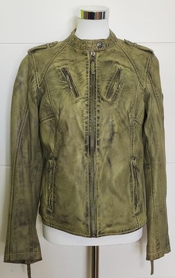 Blue Monkey Coole Echtleder Jacke Damen Gr. M  (38/40)  Grün/Oliv Vintage-Optik