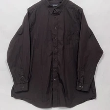 Roundtree & Yorke Men Size 4XT Button Long Sleeve Dress Shirt Stripe Brown