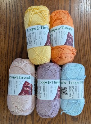 Lot of 5 Loops & Threads Silky Soft  Yarn Rayon from Bamboo 3.5 oz