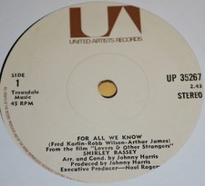 Shirley Bassey – For All We Know 7" Single 1971 - Read Listing
