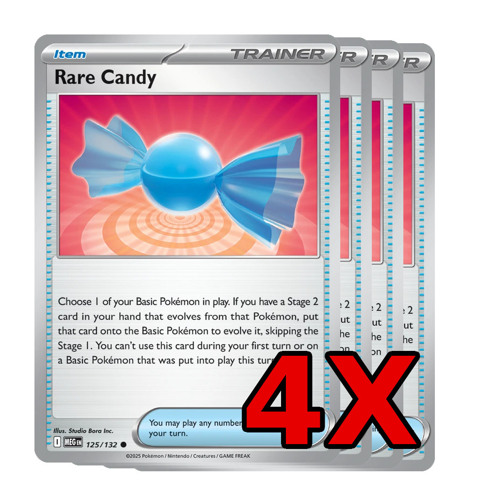 Rare Candy - X4 Playset - Pokemon TCG Trainer Card - Mega Evolution #125/132