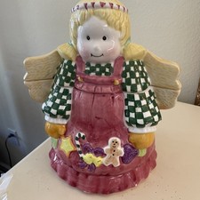 Vintage Angel Cookie Jar Hand painted 11&rdquo; tall 80&rsquo;s-90&rsquo;s