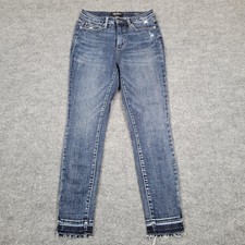 Judy Blue Jeans Womens 7 28 Blue Skinny Distressed Frayed Hem Stretch Denim