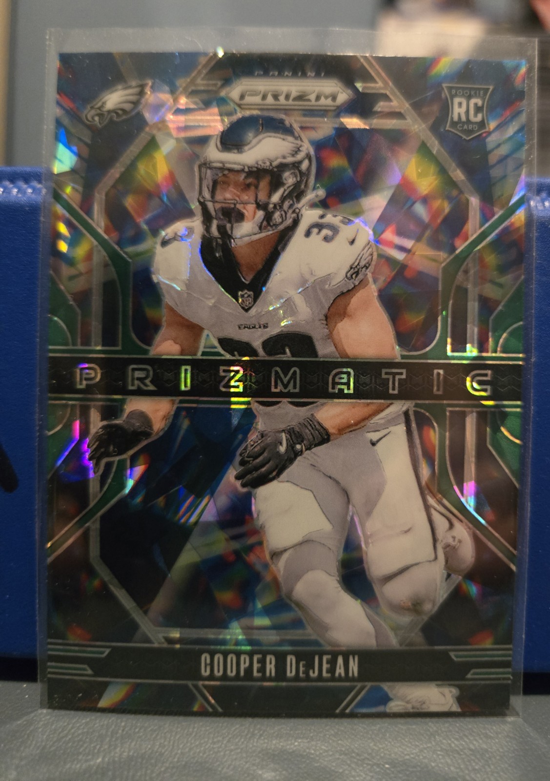 2024 Panini Prizm Cooper Dejean Prizmatic Green Cracked Ice Prizm RC #6