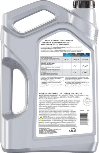 3 Pack Shell Rotella T5 Synthetic Blend 15W-40 Diesel Engine Oil, 1 Gallon - Picture 2 of 5