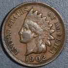 1902 1C INDIAN HEAD BRONZE CENT KM# 90a Grade:  XF A7226