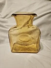 Vintage Blenko Glass Water Bottle Double Spout Pitcher in Amber~ 8.25”~384