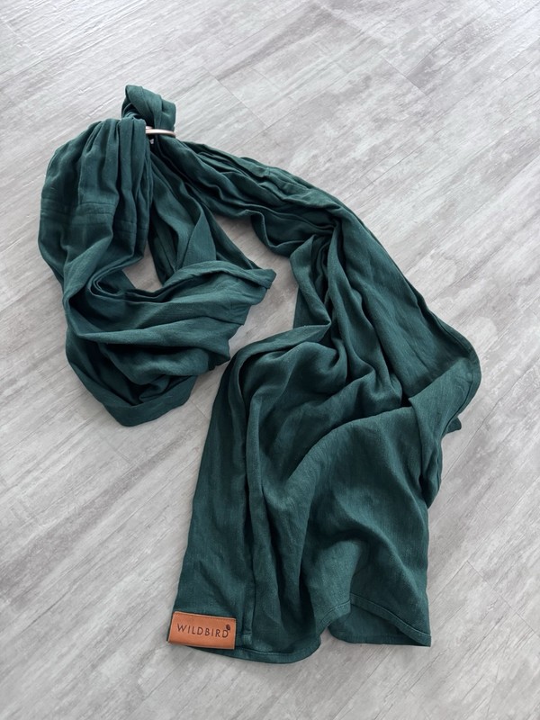 WildBird Modal Linen Blend Baby Wrap Carrier Emerald Green GUC