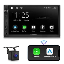 Car Stereo Bluetooth Radio 7" Touch Screen For Apple CarPlay & Android Auto +CAM