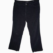 Calvin Klein Corduroy Pants Women 16 Bootcut Black Stretch Classic Hemmed READ