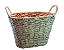 Hand Woven Water Hyacinth Handled Tall Storage Basket