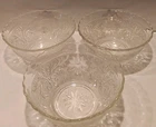 Vtg Set 3 Anchor Hocking Daisy & Scroll Sandwich Pattern Serving Bowls 7.5"diam