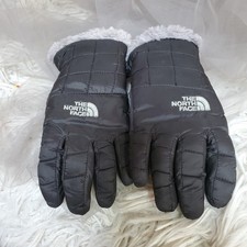 The North Face Faux Fur Lined Gloves Black Girl's M Quilted Gorpcore