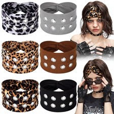6 PCS Grommet Headband Holes Y2k Hollow Out Wide Hairbands Punk Elastic