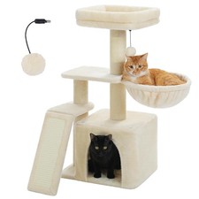 PETEPELA Small Cat Tree for Indoor Cats, 32'' Cute Scratching Tree, Grey
