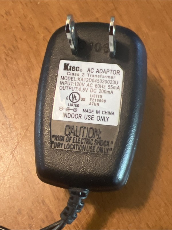 Ktec KA12D060030023U Battery Charger AC Adapter 6 FT