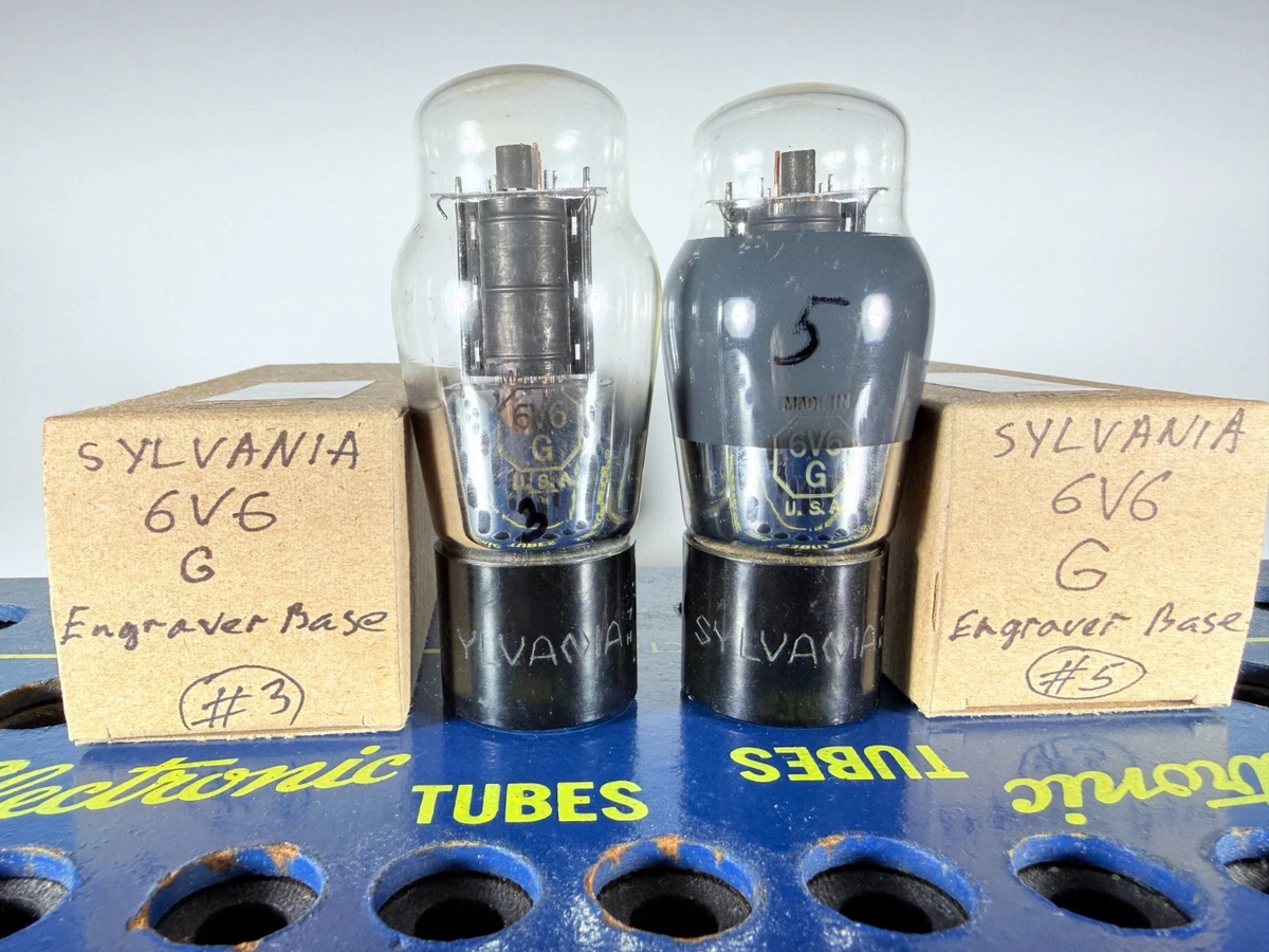 Coppia Di Valvole Militari NOS SYLVANIA VT-107A 6V6GT/G &ndash; Vetro Nero JAN &ndash; USA