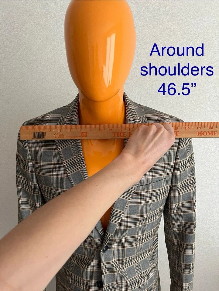 Hermoso Traje Ajustado Unisex Para Hombre Glen Cuadros Rejilla Estado Foto 2 de 4