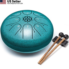 PUJONI Steel Tongue Drum, 6 Inch 8 Notes Percussion 6 8 Notes, Malachite