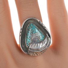 sz7 Vintage Navajo silver and turquoise ring kj