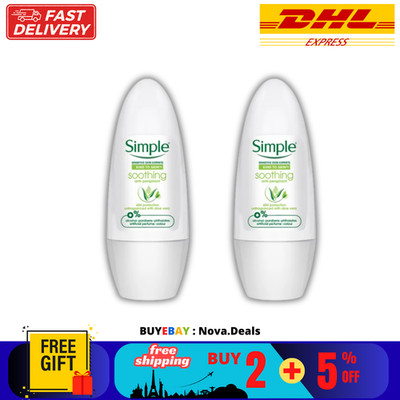 2 X Simple Soothing Anti-Perspirant Roll-On Deodorant For Sensitive Skin