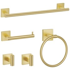 5-Pieces Bathroom Hardware Set 23.6 Inch SUS304 5-Pieces Set-B Brushed Gold