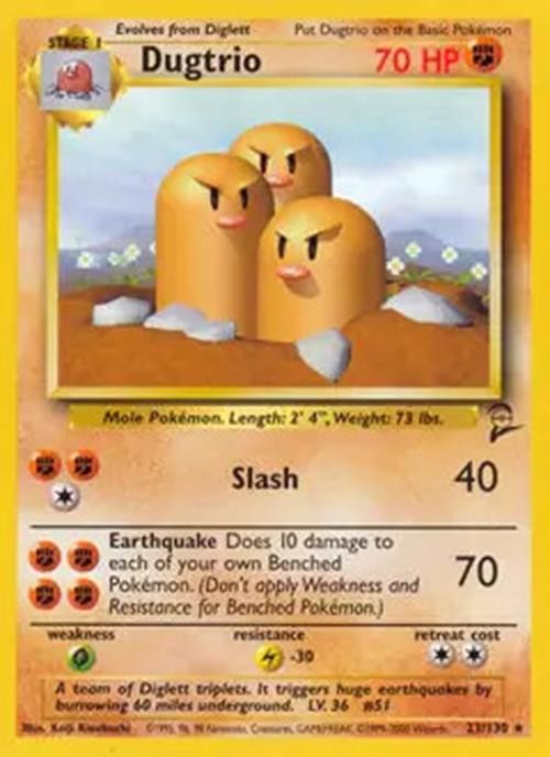 Dugtrio - 23/130 - Pokemon Base Set 2 Rare Card WOTC NM