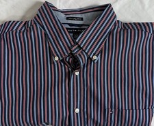 Tommy Hilfiger Shirt Men XL 80s 2  Ply Fabric Stripes Button Down Produced 2006