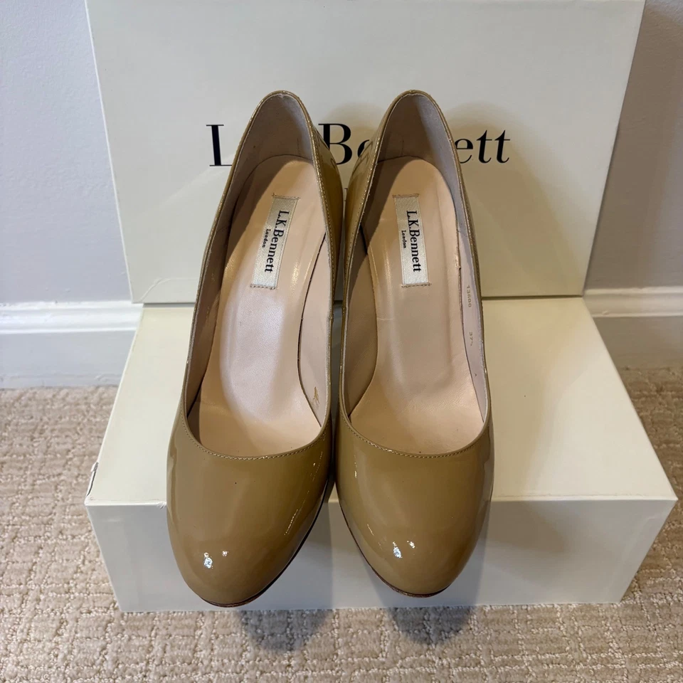 Zapatos de salón LK Bennett London charol topo tacones talla 37,5 nude para mujer Foto 3 de 4