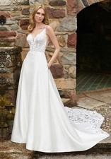 NWT Morilee Darcy 5945 Wedding Dress Elegant Satin Lace A-Line sz 14 Ivory